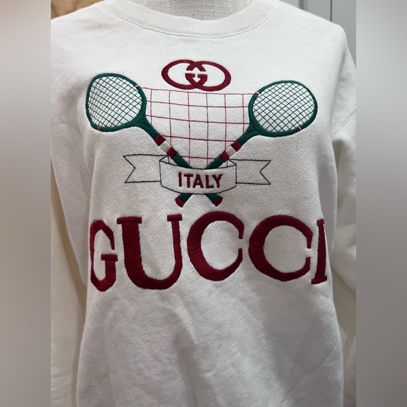 Gucci Cream Tennis Motif Sweatshirt - Picture 6 of 11